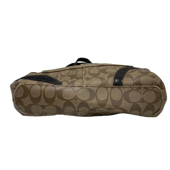 Auth COACH Heritage Signature Tote F18917 Khaki Dark Brown PVC Leather - Picture 5 of 8